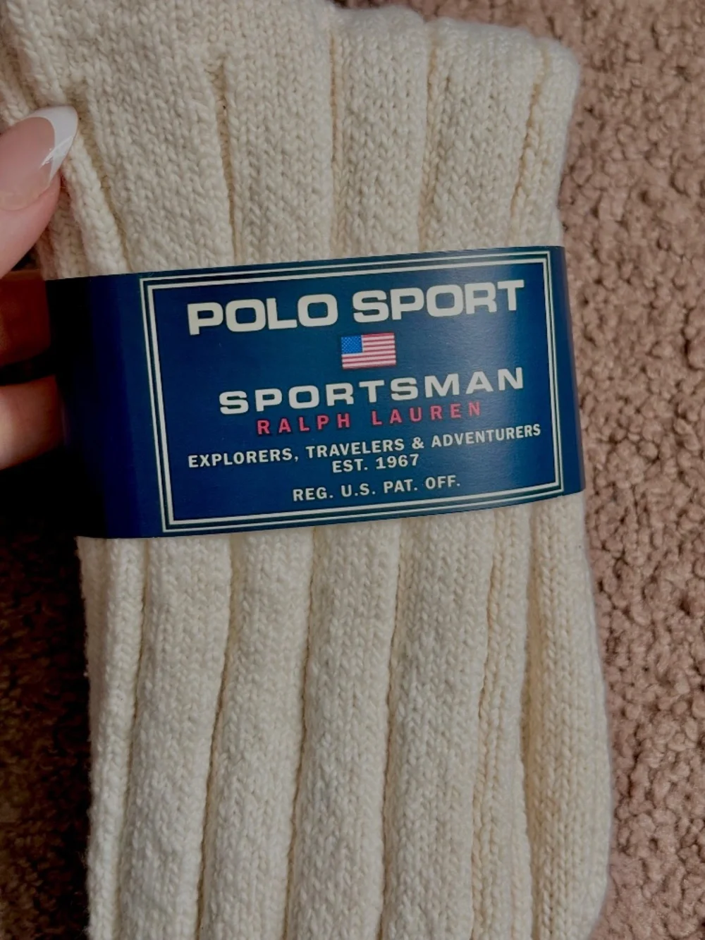 Vintage Ralph Lauren Polo Sport Sportsman White Cream Socks Cotton Blend 90s NWT